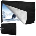 Winter Outdoor TV Cover (48-50 Inches) - Felt Scratch-Resistant Lining, 600D Oxford Cloth Wind and Rain Proof TV Screen Protector, Waterproof Zipper, Velcro
